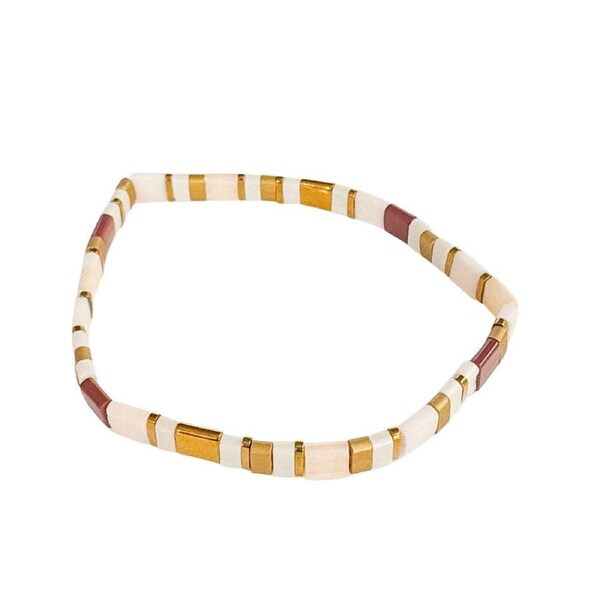 Urban Acrylic Journey Stretch Bracelet Women's Jewellery 16cm Bone/White