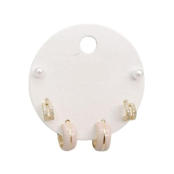 6pc Urban Petite Enamel Earrings Trio Set Women's Jewellery Pink/Gold