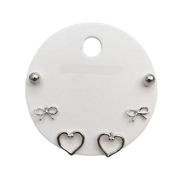 6pc Urban Petite Heart Stud Earrings Trio Set Women's Jewellery Silver