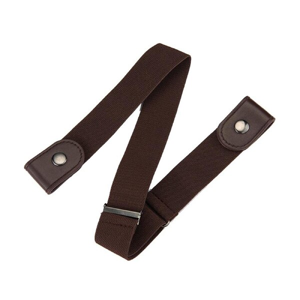 Belt Buckle-Free Elastic Invisible Comfortable Women No Bulge Hassle Waist Jeans Brown
