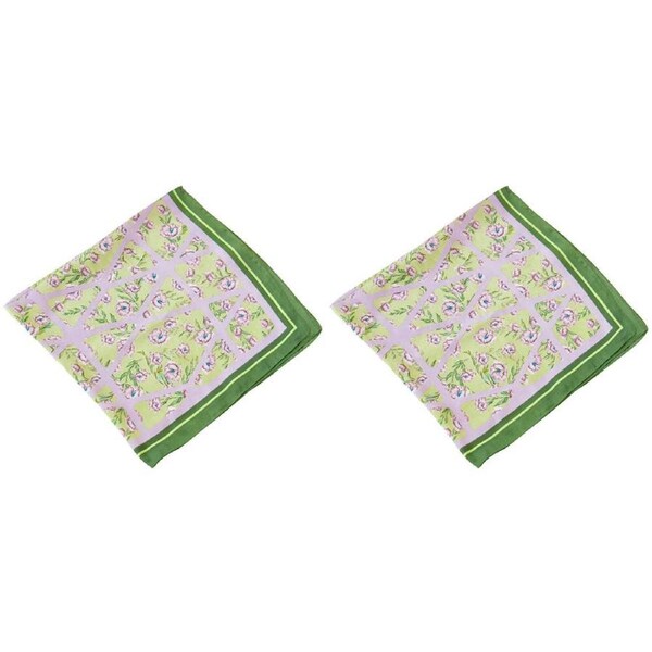 2PK Urban Marais Mini Square Silk-Feel Scarf Accessory 53x53cm Purple/Green