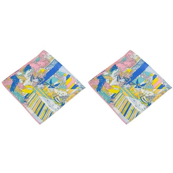 2PK Urban Marais Mini Square Silk-Feel Scarf Women's Accessory 53x53cm Pink