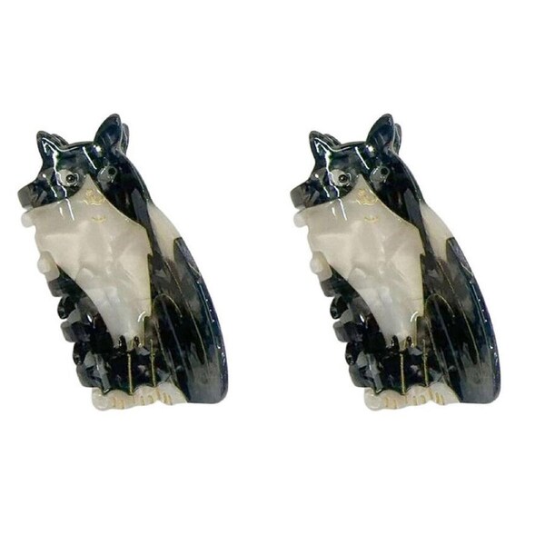 2PK Urban Acrylic Side Eye Cat Claw Clip Women's Hair Accessory Black//White
