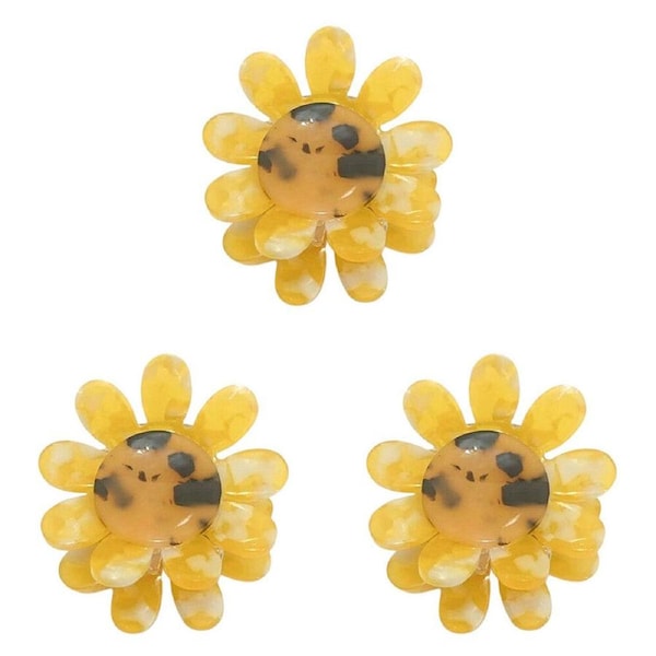 3PK Urban Acrylic Sunflower Claw Clip Women's Hair Accessory Orange