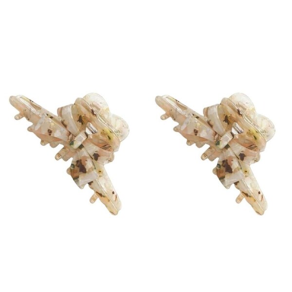 2PK Urban Acrylic Marble Bow Claw Clip Women's Hair Accessory Green/Beige