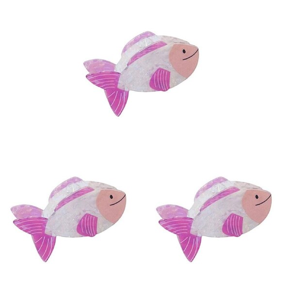 3PK Urban Acrylic Happy Fish Claw Clip Women's Hair Accessory Purple//Blue