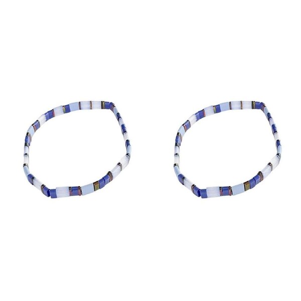 2PK Urban Acrylic Journey Stretch Bracelet Women's Jewellery 16cm Blue/Gold