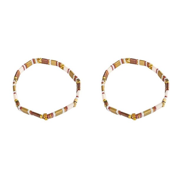 2PK Urban Acrylic Journey Stretch Bracelet Women's Jewellery 16cm Bronze/Gold