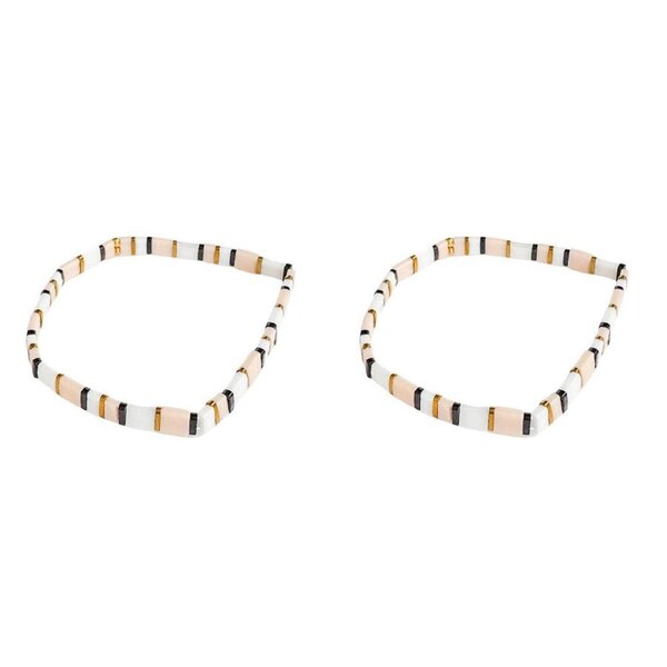 2PK Urban Acrylic Journey Stretch Bracelet Women's Jewellery 16cm Black/White