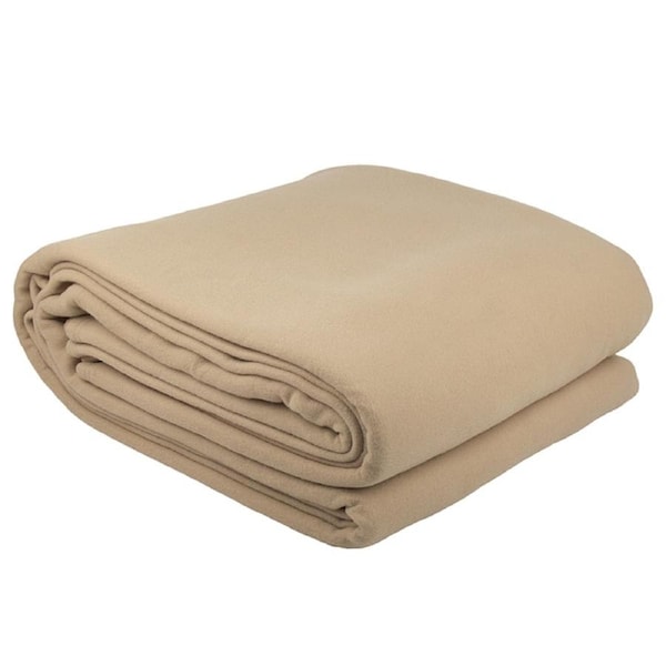 Bambury Villa Polar Fleece Blanket Camel Soft Woven Home Bedding Queen