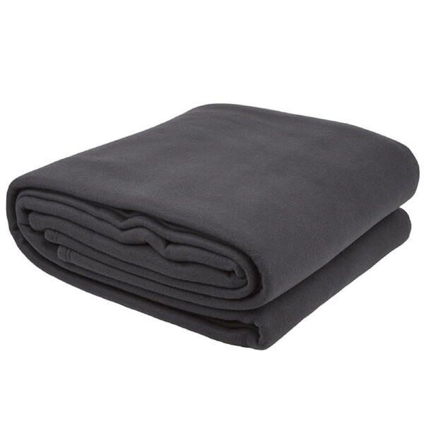 Bambury Villa Polar Fleece Blanket Charcoal Soft Woven Home Bedding Single