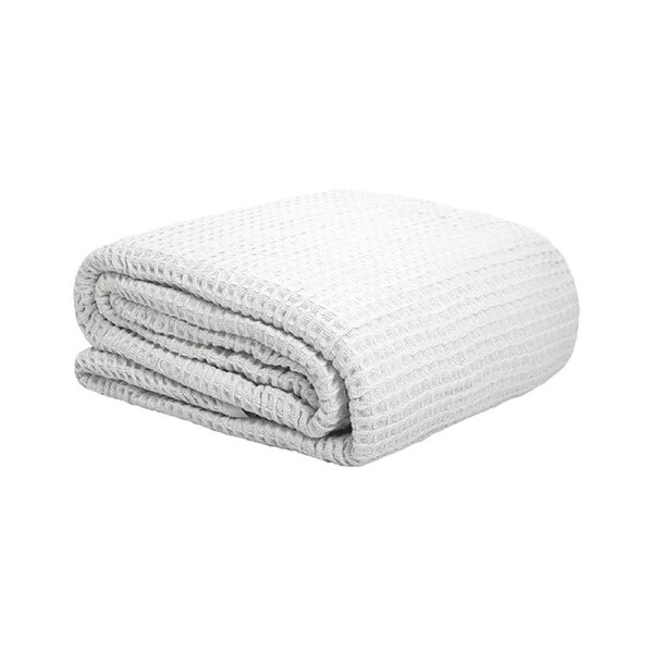 Bambury Waffle Weave Blanket White Woven Home Decor Bedding Queen