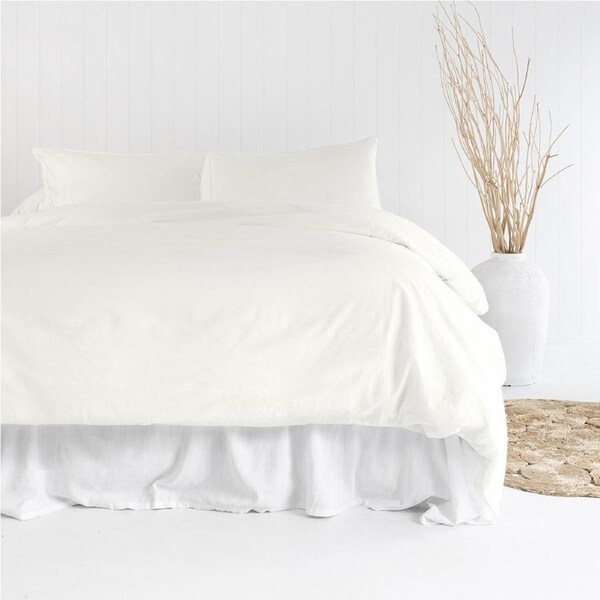 Bambury Temple Organic Cotton Quilt Cover Set Ivory Woven Bedding Double