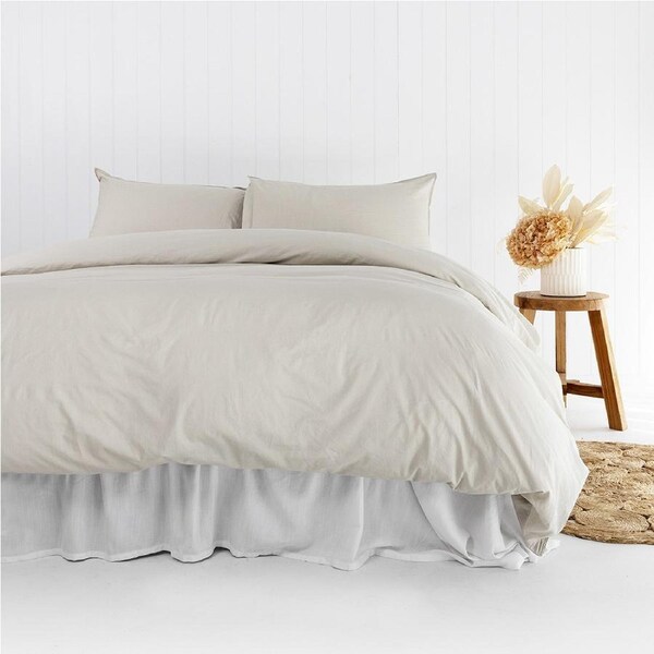 Bambury Temple Organic Cotton Quilt Cover Set Pebble Woven Bedding King Single