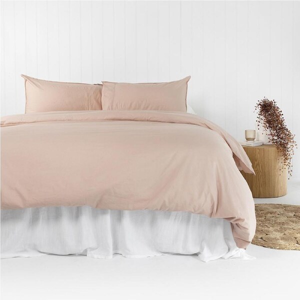 Bambury Temple Organic Cotton Quilt Cover Set Rosewater Bedding Double