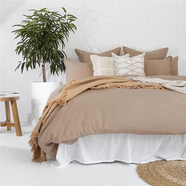 Bambury Linen Quilt Cover Set Tea Rose Soft Woven Home Bedding King