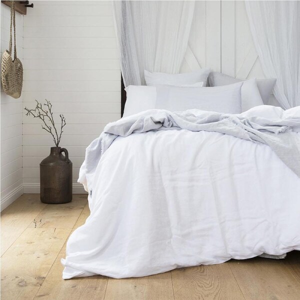 Bambury Linen Quilt Cover Set Ivory Soft Touch Woven Home Bedding Double