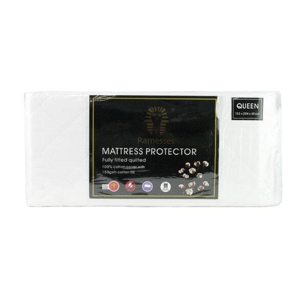 Ramesses Egyptian Cotton Cover And Fill Fitted Mattress Protector Double