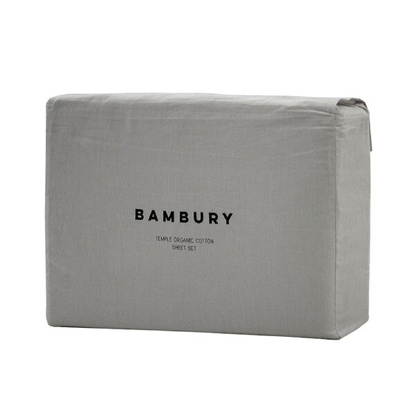 Bambury Temple Organic Cotton Sheet Set Grey Home Bedding Single