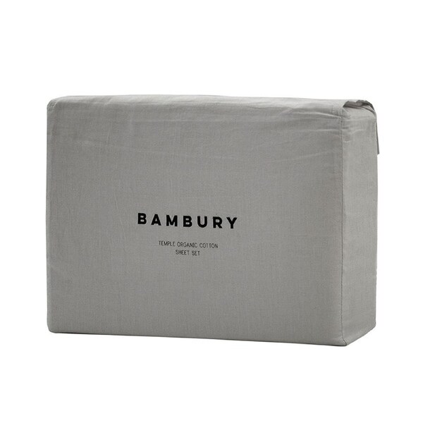 Bambury Temple Organic Cotton Sheet Set Grey Home Bedding Queen