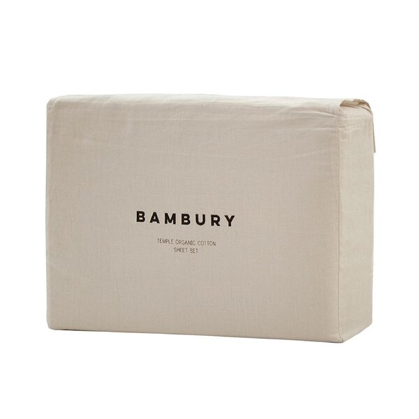 Bambury Temple Organic Cotton Sheet Set Pebble Home Bedding Queen