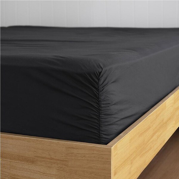 Bambury Tru Fit Sheet Set Charcoal Bedding w/Pillowcase Cotton Queen