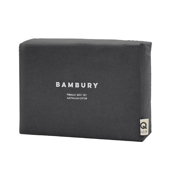 Bambury Pinnacle Sheet Set Charcoal Bedding w/Pillowcase Cotton Queen