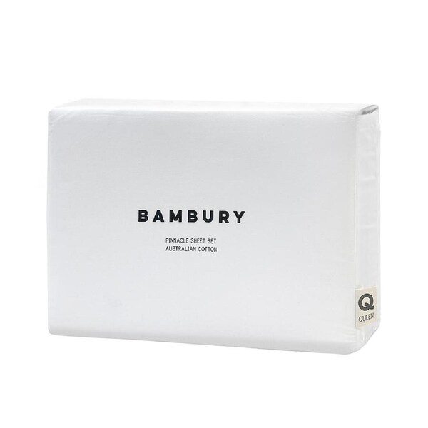 Bambury Pinnacle Sheet Set White Home Bedding w/Pillowcase Cotton Single