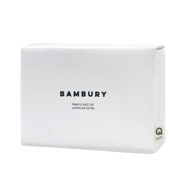 Bambury Pinnacle Sheet Set White Home Bedding w/Pillowcase Cotton Queen