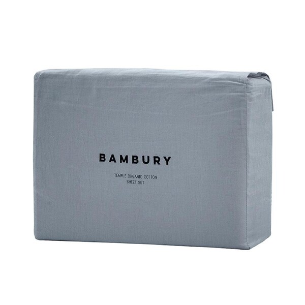 Bambury Temple Organic Cotton Sheet Set Steel Blue Home Bedding Double