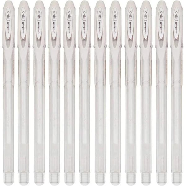 Uni-Ball UM120 Signo Gel Ink Rollerball Pens 0.7mm White Box 12