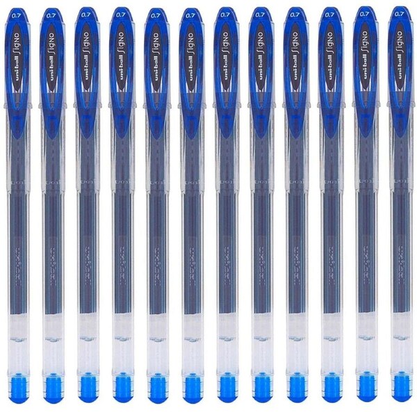 Uni-Ball UM120 Signo Gel Ink Rollerball Pens 0.7mm Light Blue Box 12