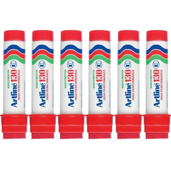 Artline 130 Permanent Marker 30mm Chisel Nib Red Box 6
