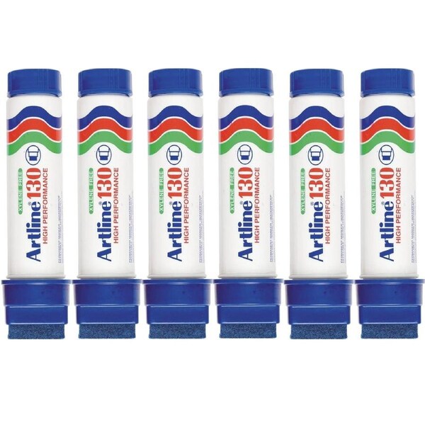 Artline 130 Permanent Marker 30mm Chisel Nib Blue Box 6