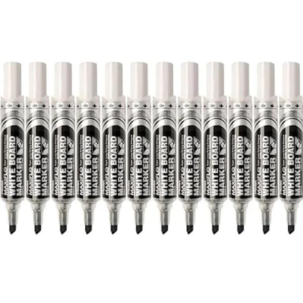 Pentel Maxiflo Whiteboard Marker Chisel Point 7mm Black Box 12