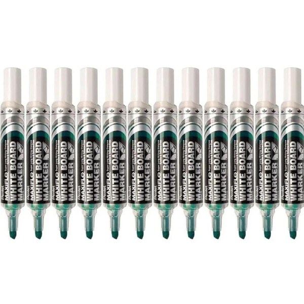 Pentel Maxiflo Whiteboard Marker Chisel Point 7mm Green Box 12