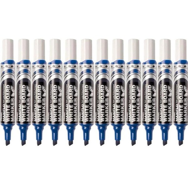 Pentel Maxiflo Whiteboard Marker Chisel Point 7mm Blue Box 12