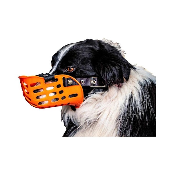 AgBoss Working Dog Adjustable Muzzle Black and Orange Plastic