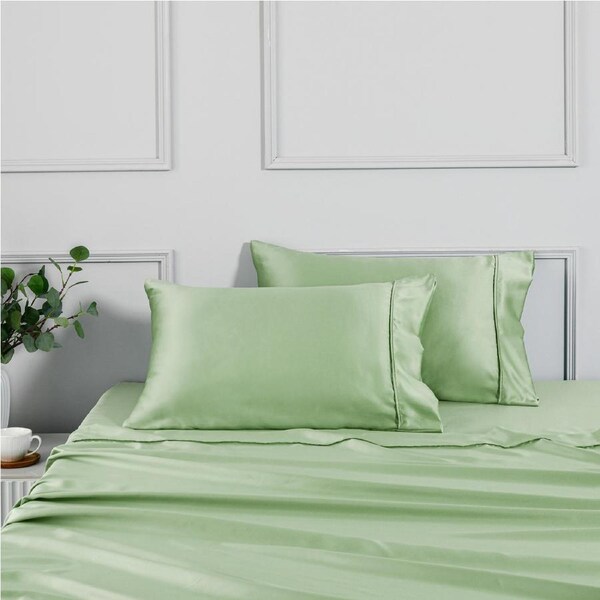Dreamaker Matte&nbsp;Satin&nbsp;Standard Pillowcase Sage - Twin Pack