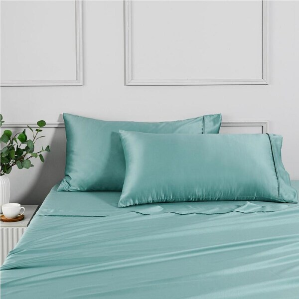 Dreamaker Matte&nbsp;Satin&nbsp;King Pillowcase Duckegg - Twin Pack