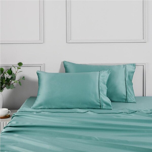 Dreamaker Matte&nbsp;Satin&nbsp;Standard Pillowcase Duckegg - Twin Pack