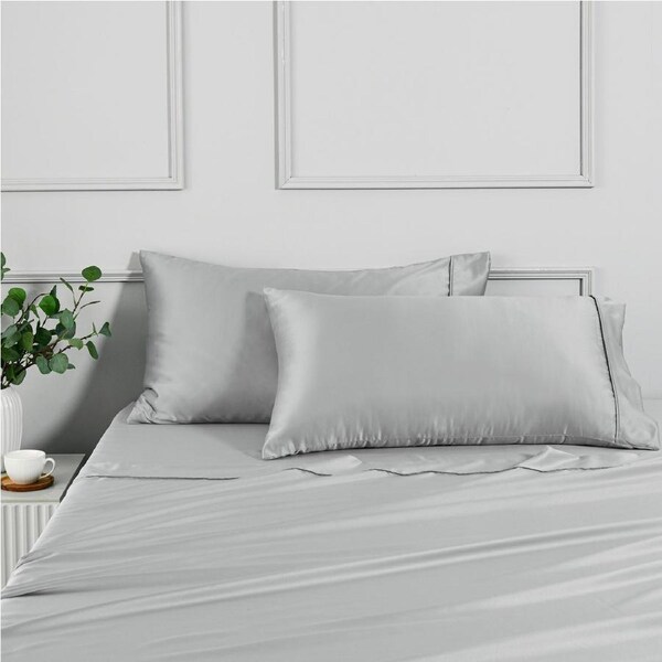 Dreamaker Matte&nbsp;Satin&nbsp;King Pillowcase Grey - Twin Pack