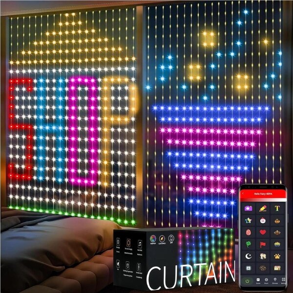 Advwin String Lights 2m x 2m 400 LED Smart Curtain Lights w/ Remote Control & APP Music Sync Dynamic DIY