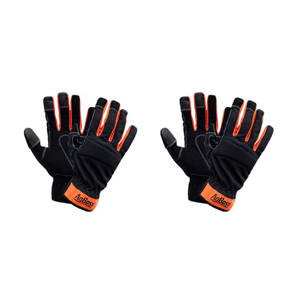 2PK AgBoss General Multi Purpose Work Glove Black and Orange X Large