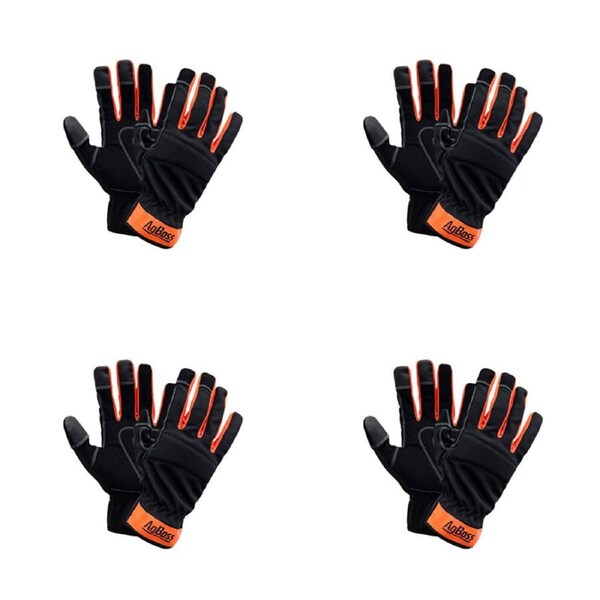 4PK AgBoss General Multi Purpose Work Glove Black and Orange XX Large