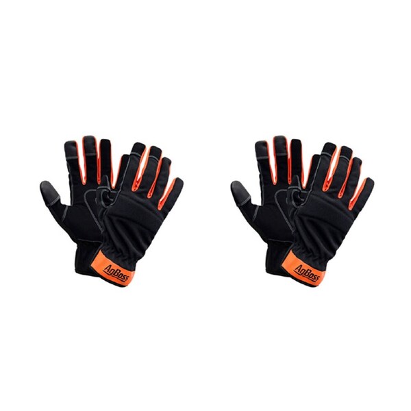 2PK AgBoss General Multi Purpose Work Glove Black and Orange Small