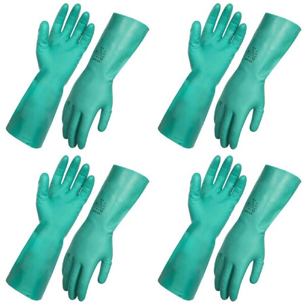 4PK AgBoss Nitrile Heavy Duty Chemical Resistant Glove 45cm Green Size 11