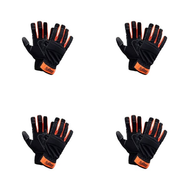 4PK AgBoss General Multi Purpose Work Glove Black and Orange Small