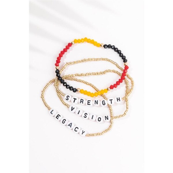 "Strength, Vision & Legacy" Gold Beaded Bracelet (4 Pack)