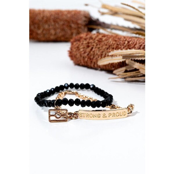 "Strong & Proud" Aboriginal Gold Flag Bracelets (2 Pack)